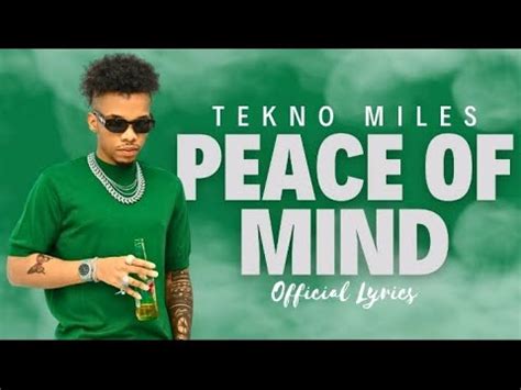 Tekno Peace Of Mind Lyrics Video Youtube Music