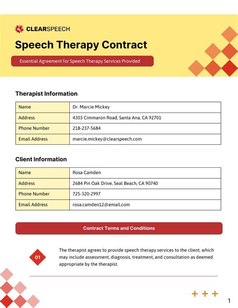 Speech Therapy Contract Template Venngage