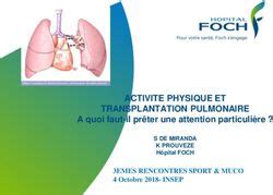 Activite Physique Et Transplantation Pulmonaire A Quoi Faut Il Pr Ter