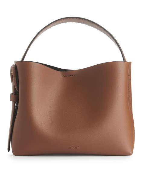 Rigid Leather Crossbody Bag Brown Arket