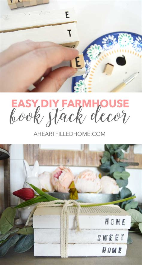 Easy Diy Farmhouse Book Stack Decor Thrift Store Transformation A