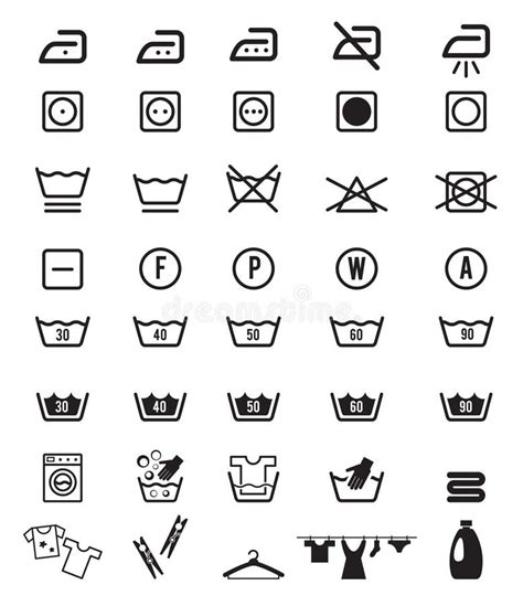 Icon Set Of Laundry Symbols Stock Vector Illustration Of Clothing