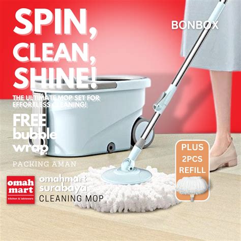 Jual Alat Pel Lantai Spin Mop Putar 360 Derajat Kain Fiber All In One