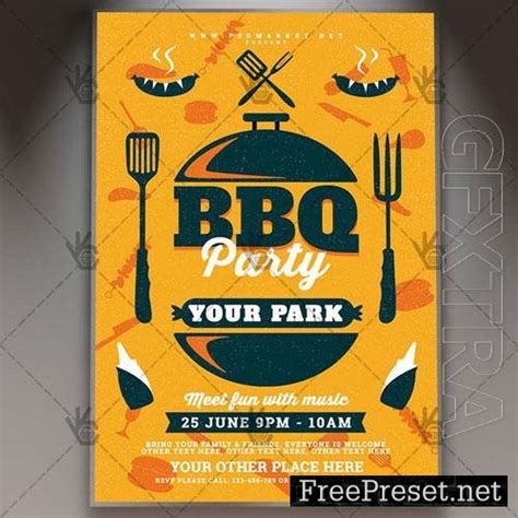 Psd Bbq party flyer design templates