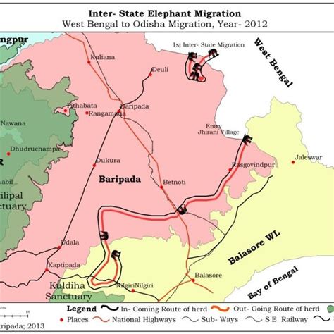 Map Showing The Study Area Inter State Migration Route Of Elephant