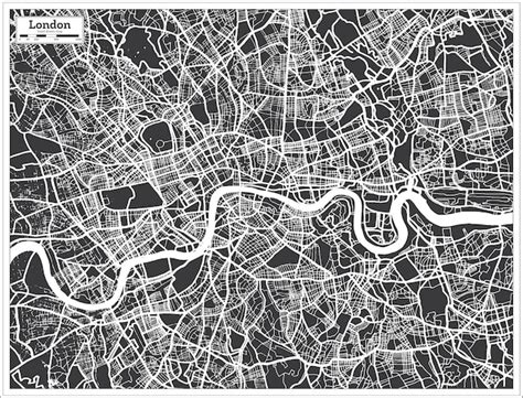 Premium Vector London Uk City Map In Black And White Color In Retro Style