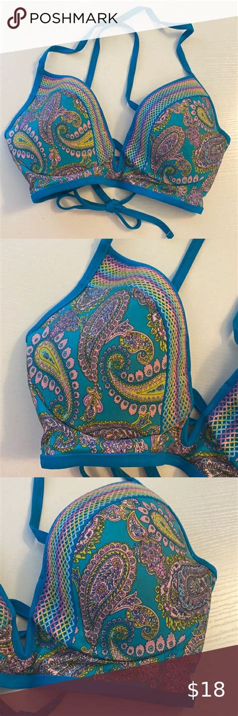 Shade Shore Paisley Print Mesh Detail Strappy Padded Bikini Top D