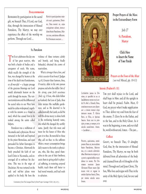 Fillable Online Proper Prayers Of The Mass In The Extraordinary Form The Feast Of St