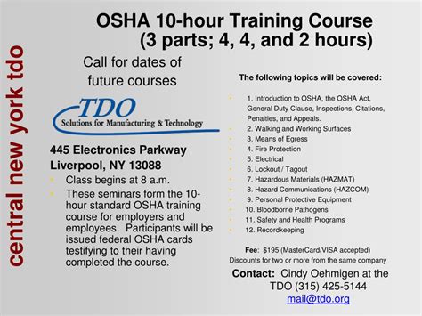 Ppt Osha 10 Hour Training Course 3 Parts 4 4 And 2 Hours