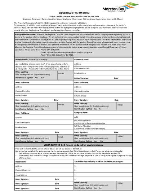 Fillable Online Bidder Registration Form With Authority Fax Email Print