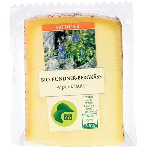 Alpenkräuter Bio Bündner Bergkäse 250g 210408024000