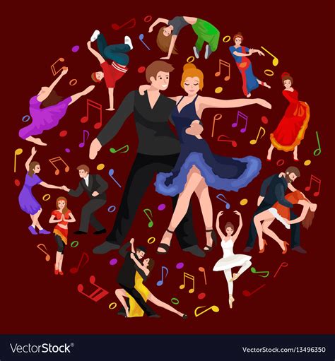 Happy Salsa Dancers Couple Isolated On White Icon Vector Image