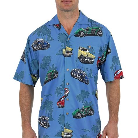 Mens Blue Classic Cars Button Down Hawaiian Shirt No Etsy