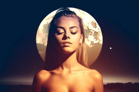 Premium Ai Image Summer Themed Double Exposure Moonlit Bikini Portrait