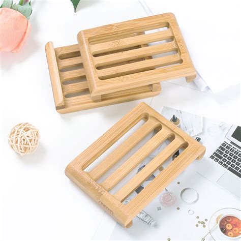 Bamboo Soap Rack Wooden Natural Handmade Plate Eco Friendly Sponge Tray