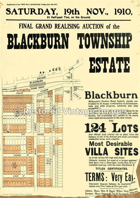 Blackburn Township Estate 19th November 1910 - Blackburn - Restored