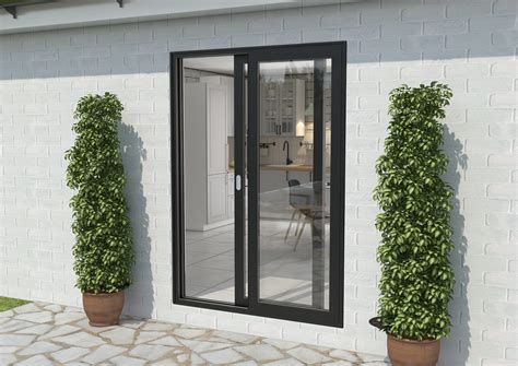 Mm Black Aluminium Sliding Doors Lh Sliding Rh Fixed At Vivid Doors