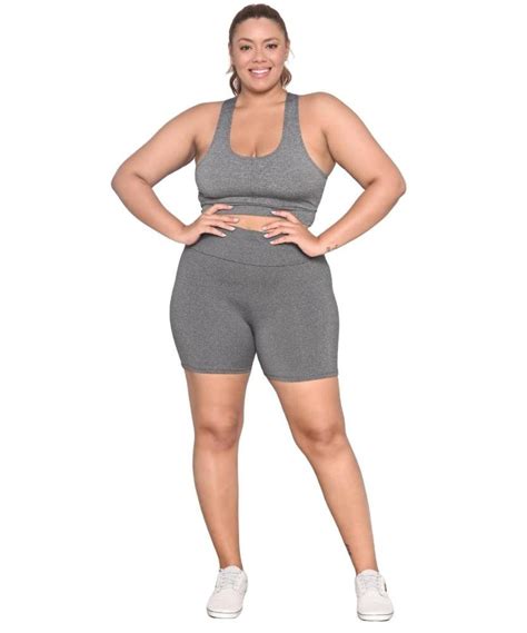 Shorts Academia Plus Size Poli Ster Elastano G Ao G Cinza Renner