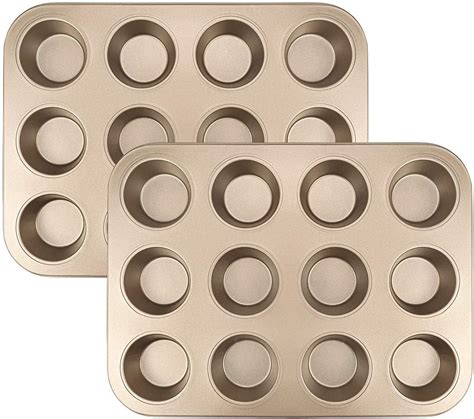 Tebery Pack Cupcake Baking Muffin Tray Pudding Baking Pan Non Stick