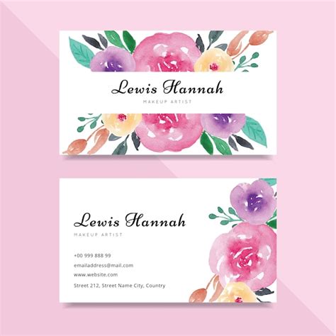 Premium Vector | Watercolor flower business card