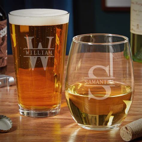 Oakmont Personalized Wine And Pint Glass Set Ts For Couples