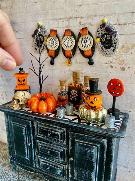 Miniature Halloween Sideboard Dollhouse Cabinet Miniature Etsy In