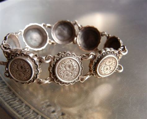 Antique Victorian Silver Bracelet With Engraved Floral Links Etsy