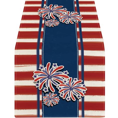 Midsumdr Home Decor Patriotic Table Runner 4th Of July Runner For