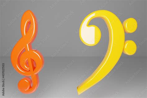 Treble clef and bass clef. Colorful musical symbols. Musical keys on ...