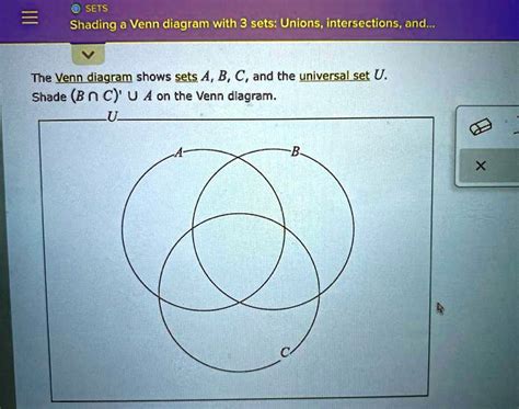 SOLVED SETS Shading A Venn Diagram With 3 Sets Unions Intersections