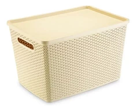 Cesto Organizador Rattan Tampa L Creme Plasnorthon