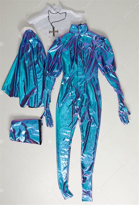 Halloween Gothic Lingerie Shiny Bodysuit And Necklace Sisters Sexy