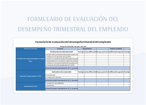 Plantilla De Formato Excel Formulario De Evaluaci N Del Desempe O