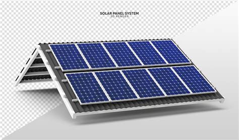 Premium Psd Solar Panel System On Roof Of House Realistic 3d Render