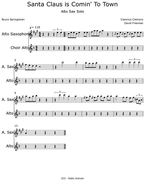 Santa Claus is Comin' To Town - Sheet music for Alto Saxophone, Choir Tenor