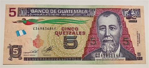 Billete Guatemala 5 Quetzales 2014 Sc Numisfera