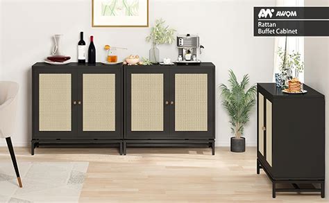 Amazon Awqm Rattan Cabinet Set Of Sideboard Buffet Cabinet With