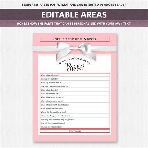 Bridal Shower Trivia - Pink Printable Game | Hands in the Attic