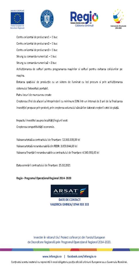 Comunicat De Presa Finalizare Proiect Arsat Aeronautica Cod Mysmis