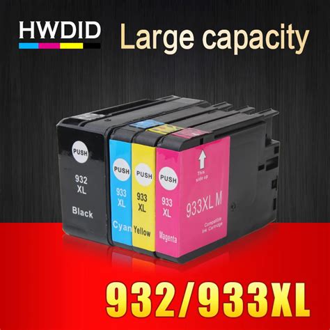 HWDID 4pcs Compatible Ink Cartridge Replacement For HP 932 XL 933 XL