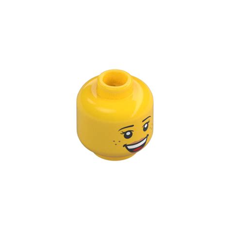 Lego Female Head With Freckles And Open Smile Recessed Solid Stud