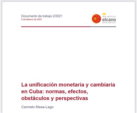 La Unificaci N Monetaria Y Cambiaria En Cuba Normas Efectos