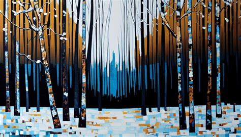 Premium AI Image | An acrylic painting of a forest in winter weather