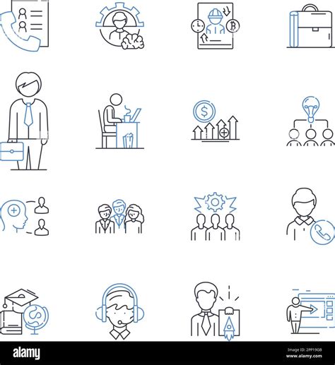 Workforce Development Line Icons Collection Training Skills Employment Education Growth