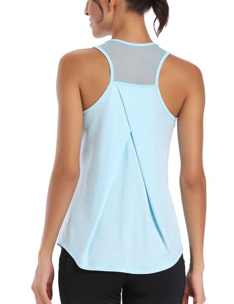 Aeuui Womens Workout Tops For Women Racerback Tank Tops Mesh Yoga