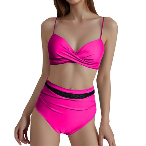 Caivo Women Swimwear High Waist V Neck Bikini Set For Beach Vacation