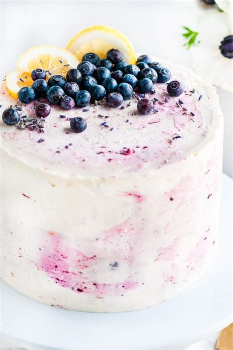 Lemon Blueberry Lavender Cake With Mascarpone Buttercream Frosting