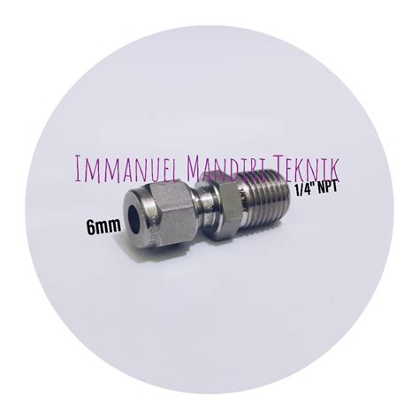 Jual Male Connector Npt X Mm Ss Male Connector Tube Npt X