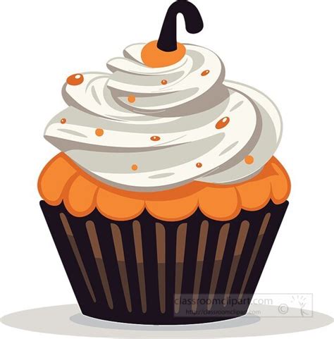 Halloween Clipart Chocolate Cupcake With Orange And White Frosting