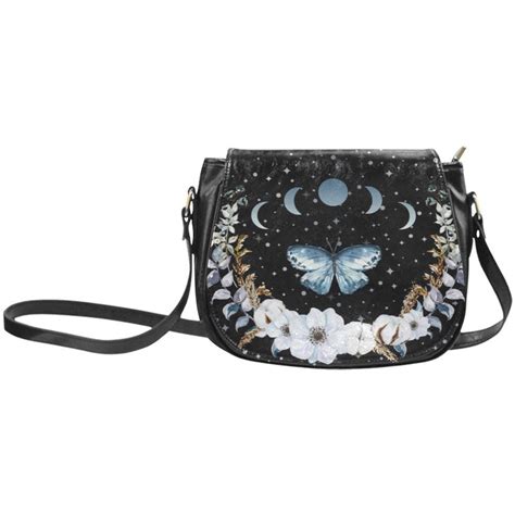 Blue Butterfly Purse Floral Saddlebag Witchy Cottagecore Crossbody